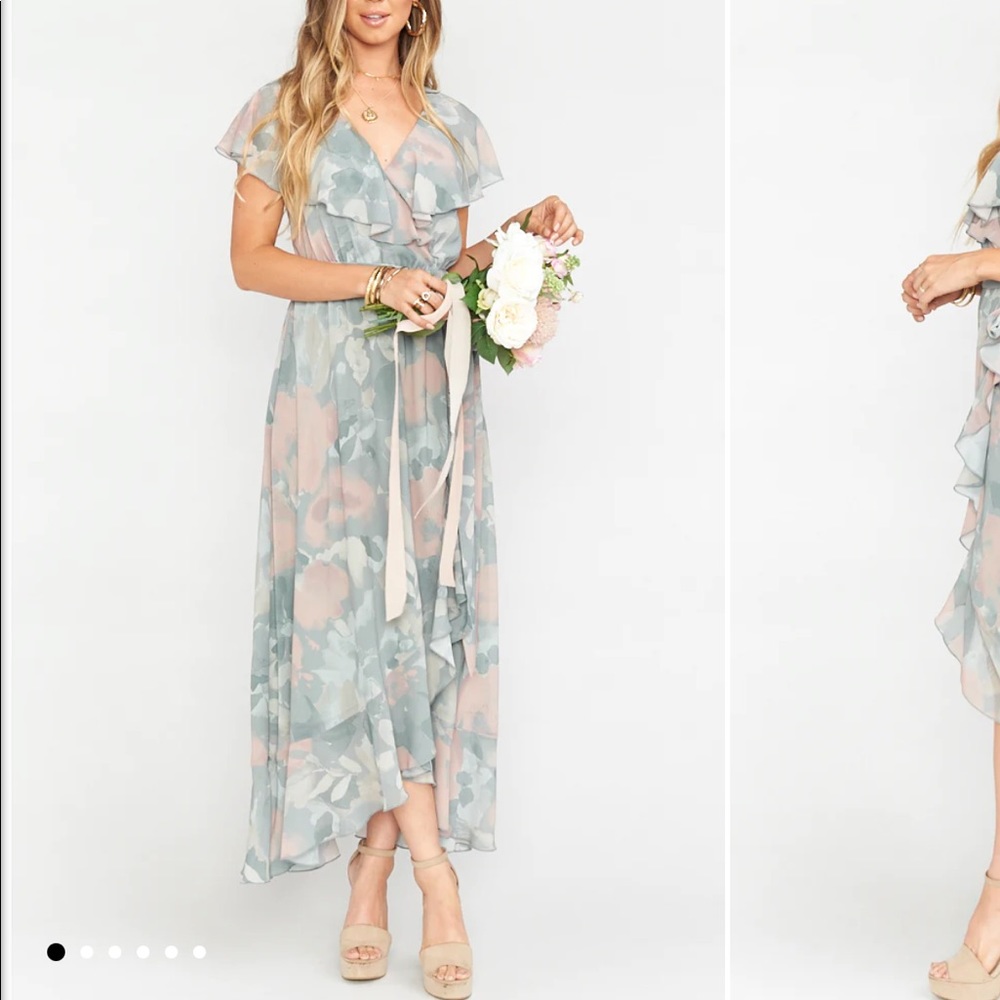 Jess Ruffle Midi Dress - Sage floral